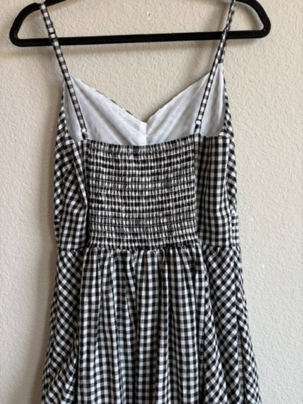 Evereve Gingham Black/White Smocked Midi Dress 100% Cotton Sz Small Cottagecore - Picture 5 of 8